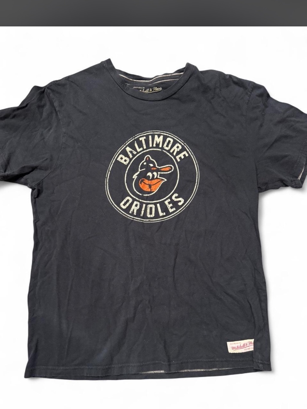 Mitchell & Ness Black Baltimore Orioles Vintage Logo Tee